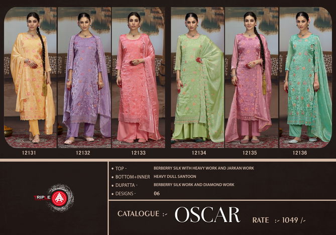 Oscar By Triple Aaa Silk Fancy Designer Dress Material Suppliers In India
